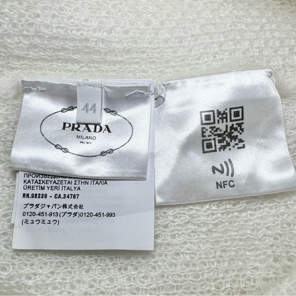 Prada Mohair Knit Polo Shirt in Ivory - Picture 5 of 10